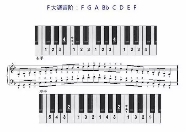f大调钢琴键位图位置图片